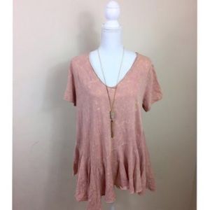 Anthropologie pink v neck top